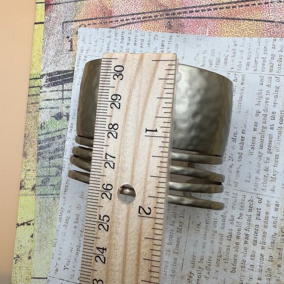 Silpada Wide Elegant Hammered Cuff Bracelet Brass Bronze Wide Designer - Picture 5 of 13